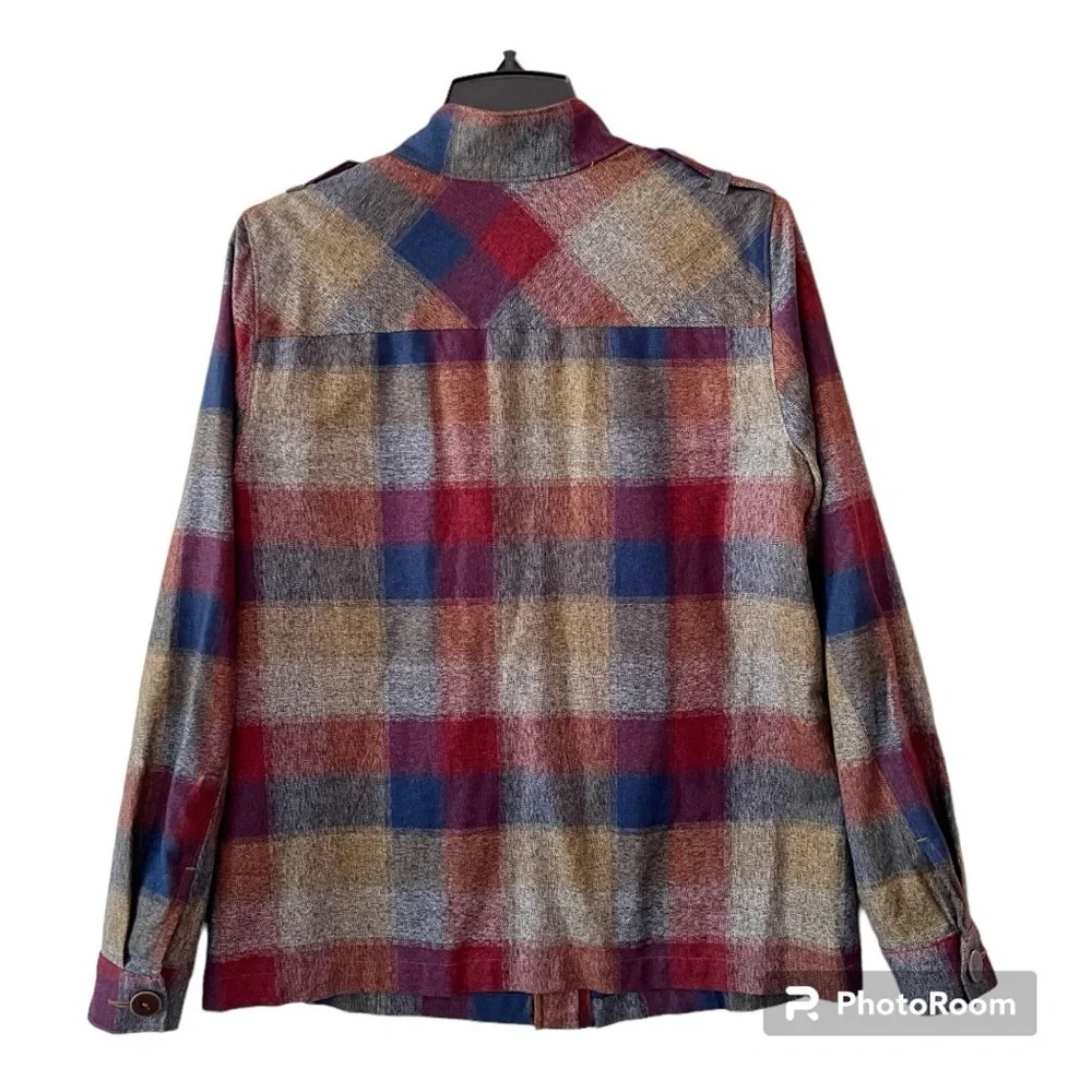 Cabi Plaid Collage Zip Front Jacket with Pearl Embellishment Style 3555 Medium